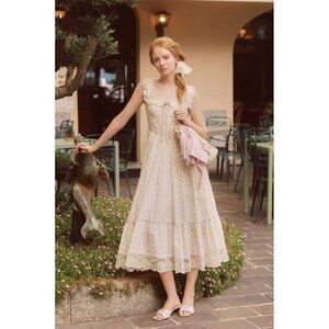 Lacemade Womens 4XL Cream Clove Lace-Trimmed Floral Maxi Dress Vintage-Inspired